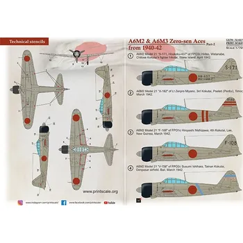 Plastikový model Print Scale 1/72 A6M2 & A6M3 Zero-sen Aces Pt.2 (wet decals)