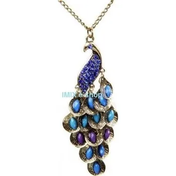 Náhrdelník Náhrdelník PÁV s korálky - Tmavě modrá