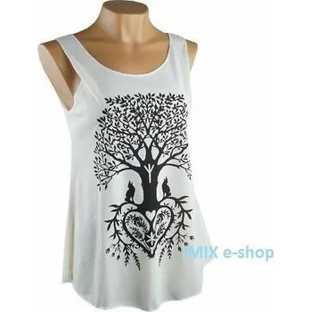 Dámské tílko na široká ramínka Jóga - Strom života - Černá