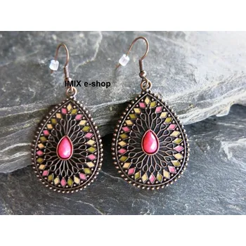 Náušnice Etno zdobené náušnice ORIENT č.21 - Měděná