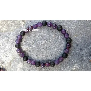 Náramek Náramek Lávové kameny + matný, lesklý Ametyst