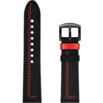 Ostatní příslušenství k chytrým hodinkám eses Kožený řemínek - Černý s červeným prošíváním, 22 mm