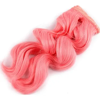 Paruka / vlasy pro panenky 25 cm vlnité, barva 4 růžová střední