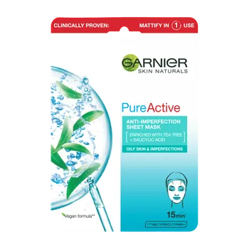 Pleťová maska Garnier Skin Naturals Pure Active plátýnková maska s čisticím efektem 28 g