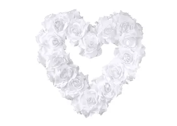 Svatební dekorace PartyDeco Dekorativní květinové srdce bílé 40 cm