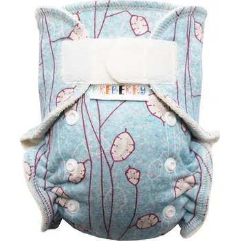 Plenkové kalhoty Breberky BIO Kalhotková plenka s GOTS (S) - Stříbrné lístečky na modré SZ