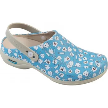 Dámské pantofle Nursing Care PARIS WG4PF56 pracovní kožená pratelná obuv s certifikací s páskem zoubky Velikost: 39