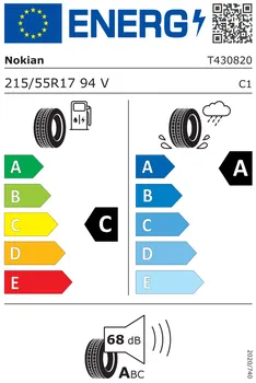 energetický štítek osobní letní pneumatiky Nokian Wetproof 215/55 R17 94 V