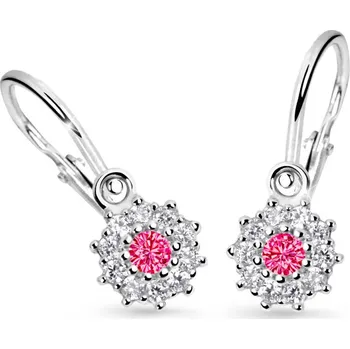 Náušnice Cutie Jewellery Dětské náušnice z bílého zlata C2749B Malinová