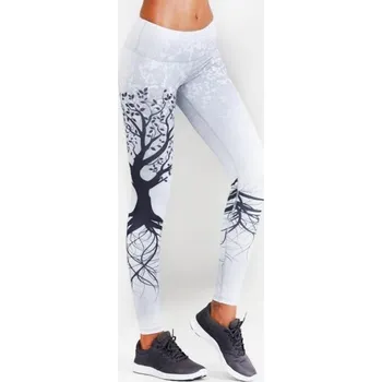 Dámské legíny Dámské legíny tvarující fitness se širokým pasem Strom života - bílé - S