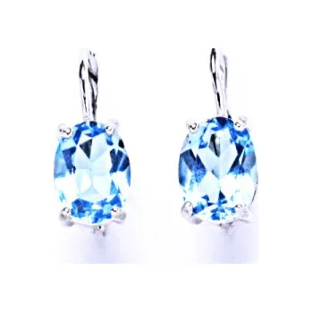 Náušnice Stříbrné náušnice přírodní topaz swiss - NK1245 (Stříbrné náušnice s přírodním topazem 8x6 mm)