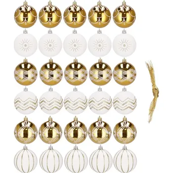 Vánoční ozdoba Springos CA0152 bílé/zlaté 30 ks