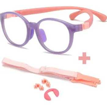 Brýlová obroučka Dětské brýle proti modrému světlu - Fialovo růžové s nosníky a gumičkou