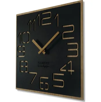 Hodiny Designové nástěnné hodiny v kombinaci dřeva a černé barvy 40 cm