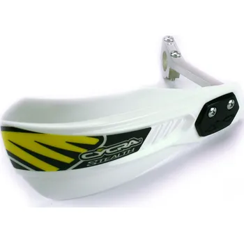 Chránič ruky pro motocykl Chrániče páček / kryty páček s hliníkovým držákem CYCRA STEALTH HANDSHIELDS COMPLETE bílé - pár (pro průměr řídítek 22 mm (7/8"))