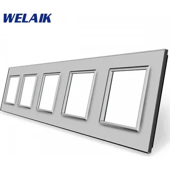 Elektrická zásuvka WELAIK rámeček na 5 zásuvek skleněný - tmavě šedý