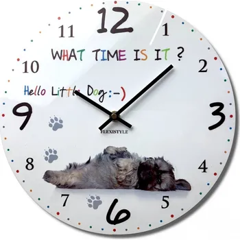 Hodiny Kvalitní dětské nástěnné hodiny 30 cm s malým pejskem