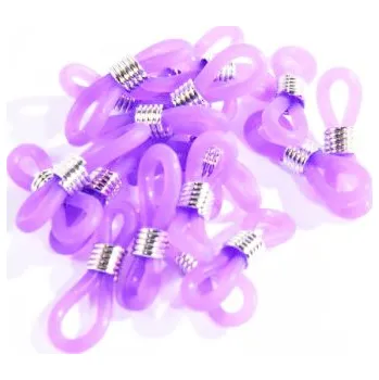 Brýlová obroučka Silikonové háčky na brýle se stříbrnou sponou - Fialové, 20 kusů