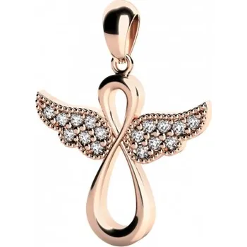 Přívěsek Menší zlatý andělský přívěsek Agnes II se zirkony Materiál šperku: Růžové zlato