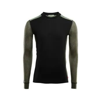 Aclima WoolNet Hiking Crew Neck shirt Men Jet Black / Olive Night / Dill zelená S