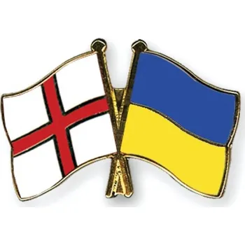 Odznak (pins) 22mm vlajka Anglie+Ukrajina - barevný