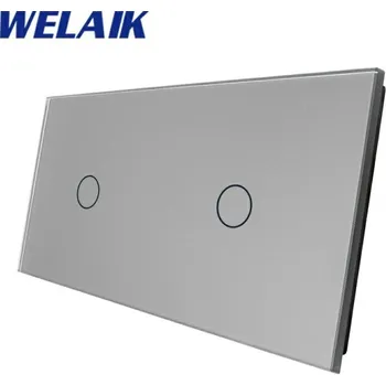 vypínač WELAIK dvojnásobný skleněný panel 1+1 - tmavě šedý