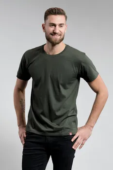 Pánské tričko CityZen Bavněné triko s kulatým výstřihem dark khaki XL