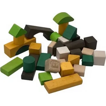 ostatní stavebnice Kostky - Dřevěné barevné Safari, 32ks