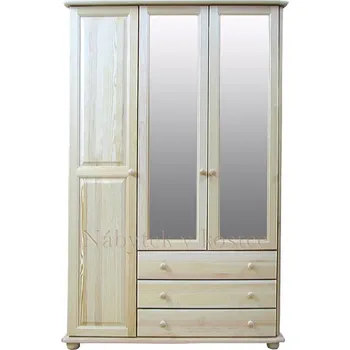 Šatní skříň Třídveřová šatní skříň ROSITA se zrcadlem Barevné provedení: Dub