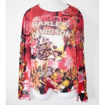 Dámský svetr Harley Davidson dámské triko s dlouhým rukávem American legend motor růžové Velikost: M