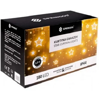 Vánoční světelný závěs Springos CL4004 závěs hvězdy 180 LED teplá bílá