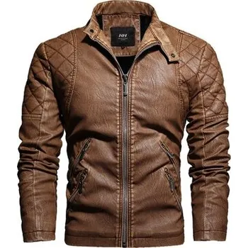 Moto bunda Motocyklová pánská bunda kožená retro s prošíváním Barva: Žlutá, Velikost: L