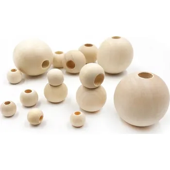 Dětské navlékací korálky Dřevěný korálek Ø15 větší průvlek - natural VÝHODNÉ BALENÍ 30KS