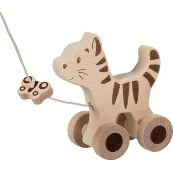 Dřevěná hračka Tahací hračka - Kočka dřevěná Eko Nature (Goki) - Akce