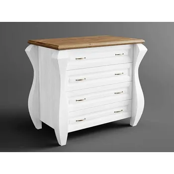 Šatní skříň Rustikální komoda AUSTIN Romance CASSETTE z masivu Barevné provedení: Bílá