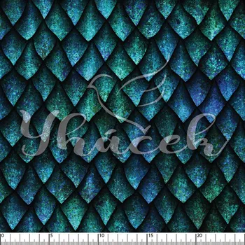 Zakázkový tisk, softshell, kočárkovina... Dračí šupiny modré Látky k tisku: Microfirba