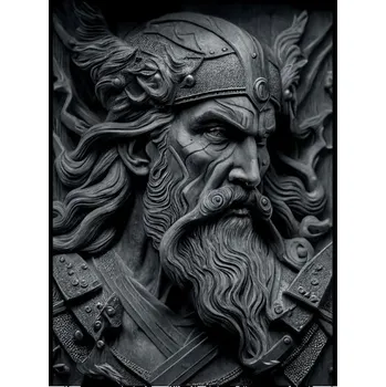 Obraz Fotoplátno 3:4 s potiskem Obraz Viking válečník-reliéf