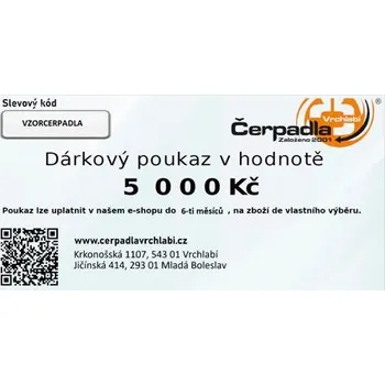 Čerpadlo Dárkový poukaz 5000 korun