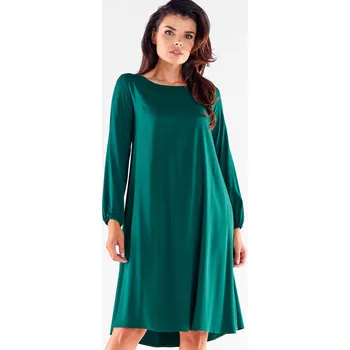 Dámské šaty Dámské šaty trapézového střihu s prodlouženými zády A524 Barva: Zelená, Velikost: L