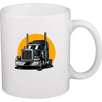 Hrnek malý bílý s potiskem Kamion