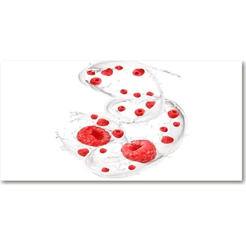 Obraz Foto obraz skleněný horizontální Maliny s mlékem
