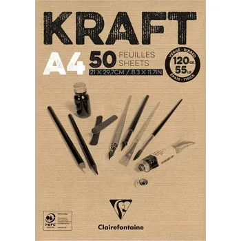 Blok CLAIREFONTAINE Brown Kraft, A4, 120g, 50 listů