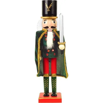 Vánoční dekorace TifanTEX Louskáček se zeleným pláštěm 38 cm