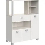 Skříňka na mikrovlnnou troubu BASILIC akácie/bílá, 15 kg, 60x39x44 cm