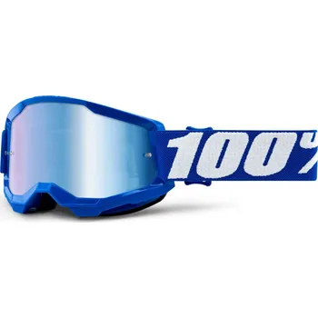Motocyklové brýle 100% MX brýle STRATA 2 dětské brýle modré, zrcadlové modré plexi