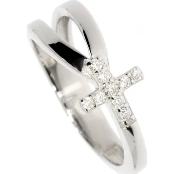 Prsten Zlatnictví Helios Stříbrný rozšířený prsten s křížkem Velikost: 53