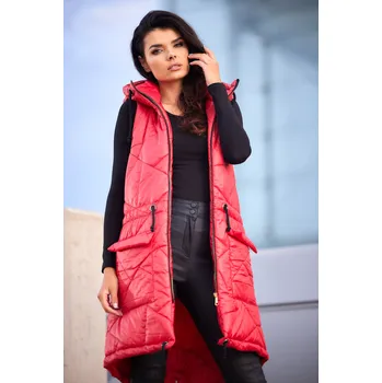 Dámská vesta Vesta z prošívané lesklé látky A543 Barva: Červená, Velikost: S/M