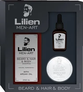 Kosmetická sada Lilien Men-Art Beard & Hair & Body White dárková sada s arganovým olejem 3 ks