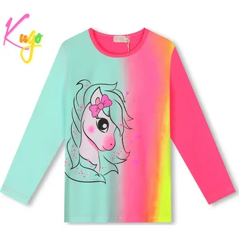 Dívčí tričko Dívčí tričko - KUGO PC3813, mentolová/růžová/žlutá Barva: Mentolová, Velikost: 98