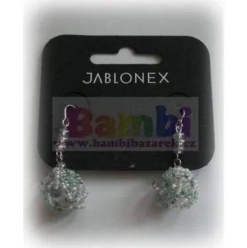 Náušnice Visací naušnice - kuličky z korálků - modrošedá